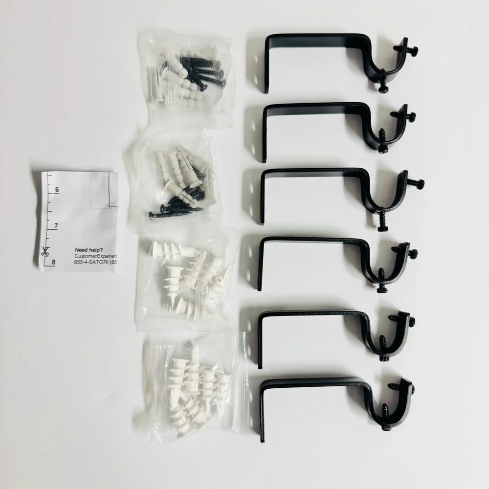 Six Curtain Rod Brackets 3/4” Black Heavy Duty NWT